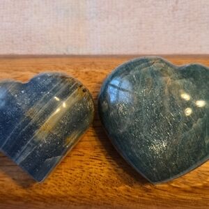 Blue Apatite and Amazonite Carved Stones